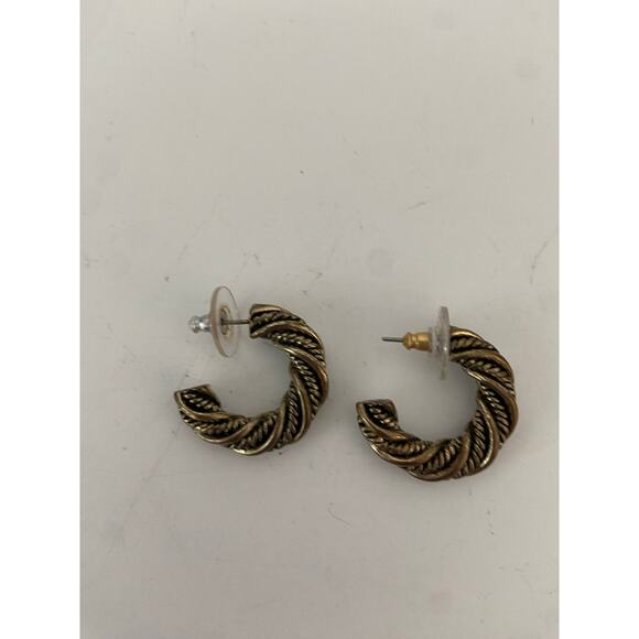 Vintage Mixed Tone Hoop Earrings - Statement Jewelry - Picture 1 of 4